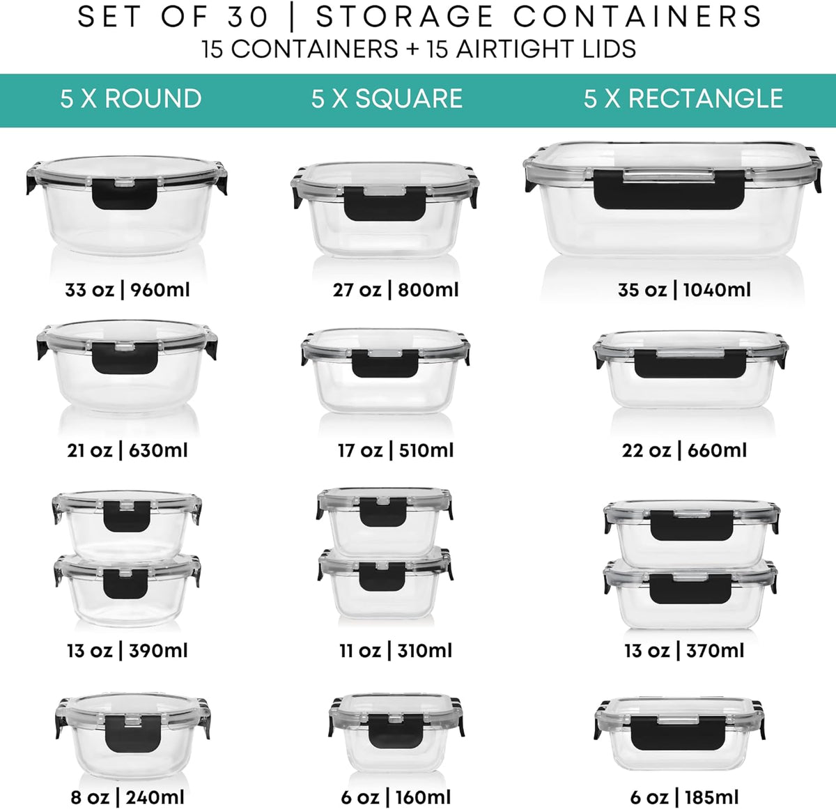 Razab Glass Food Storage Container Set