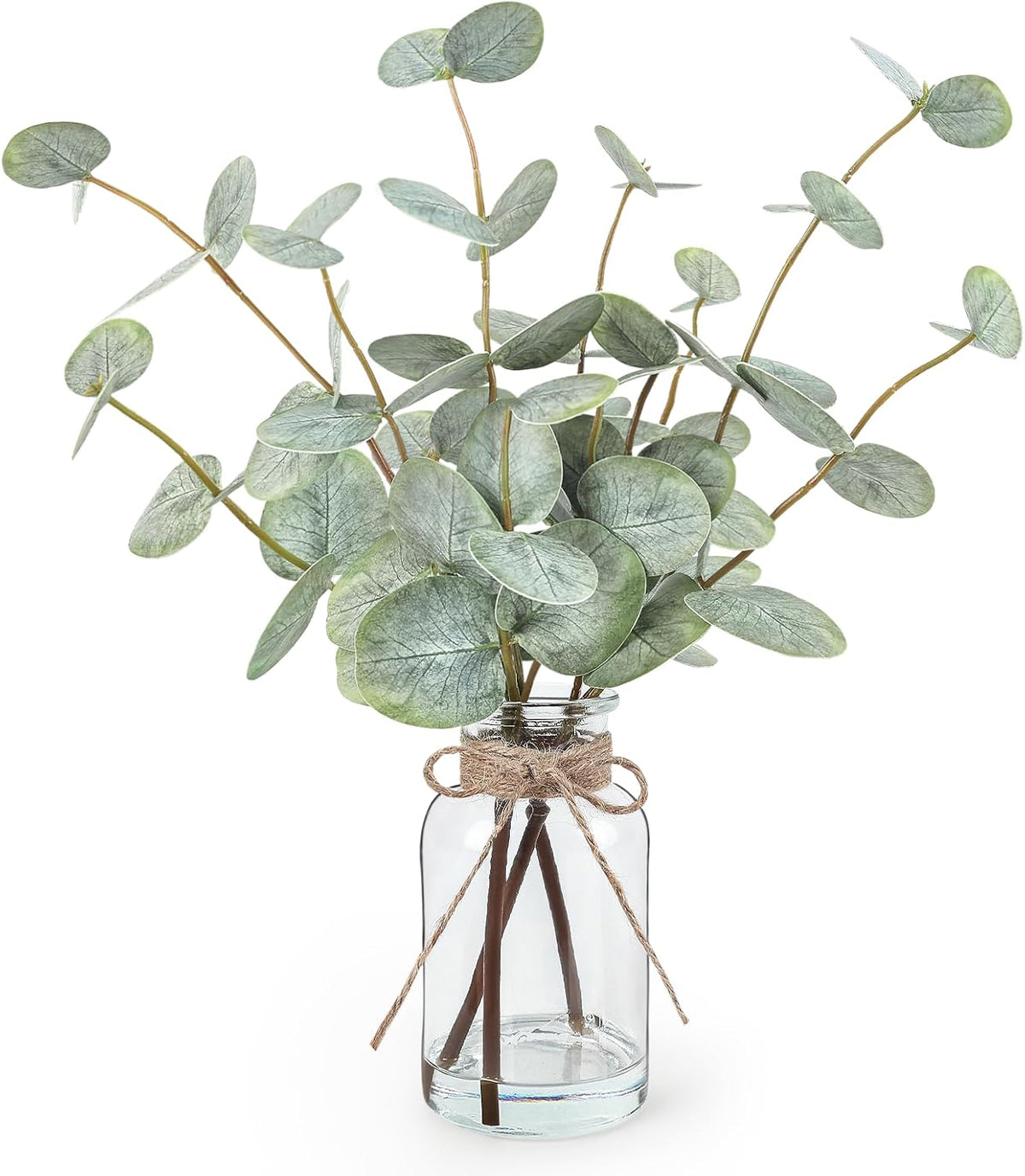 Artificial Eucalyptus Stems in Glass Vase