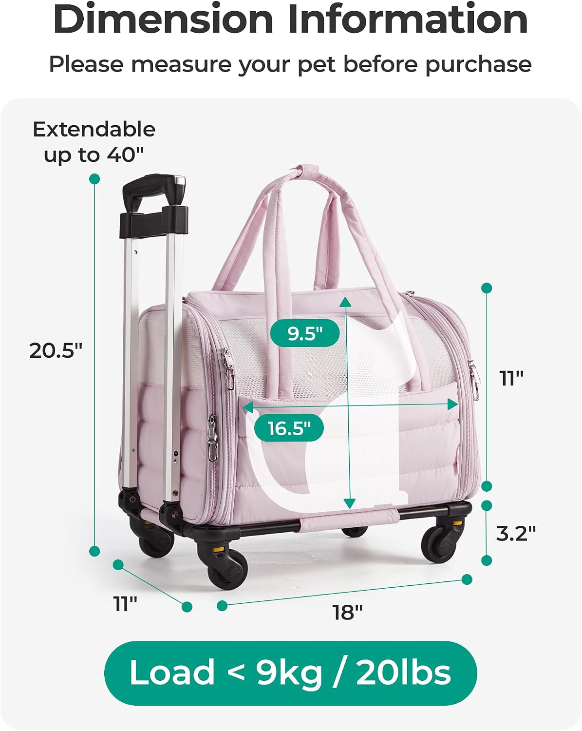 BAGSMART Cat Carrier Side View