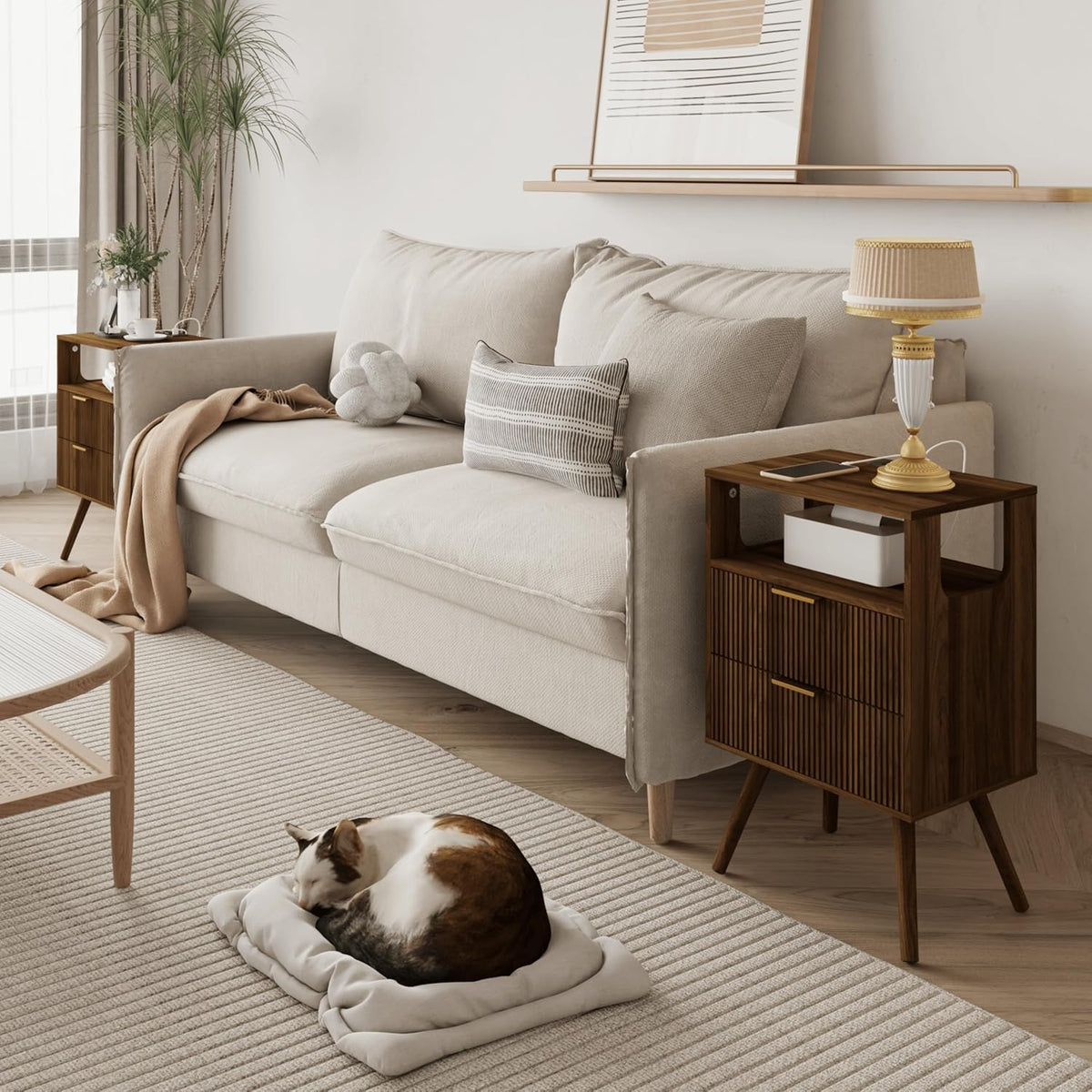 Night Stand with Solid Wood Legs